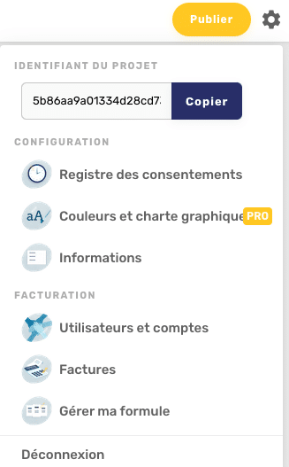 Obtenir votre identifiant de projet Axeptio